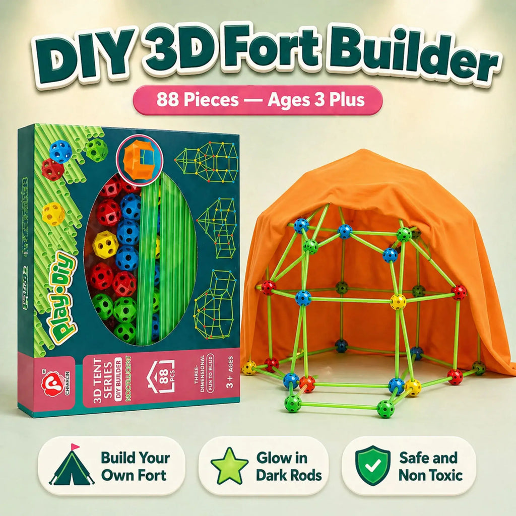 Fortify 3D Builder Kit – 88 Piece Glow Fort + Tent System