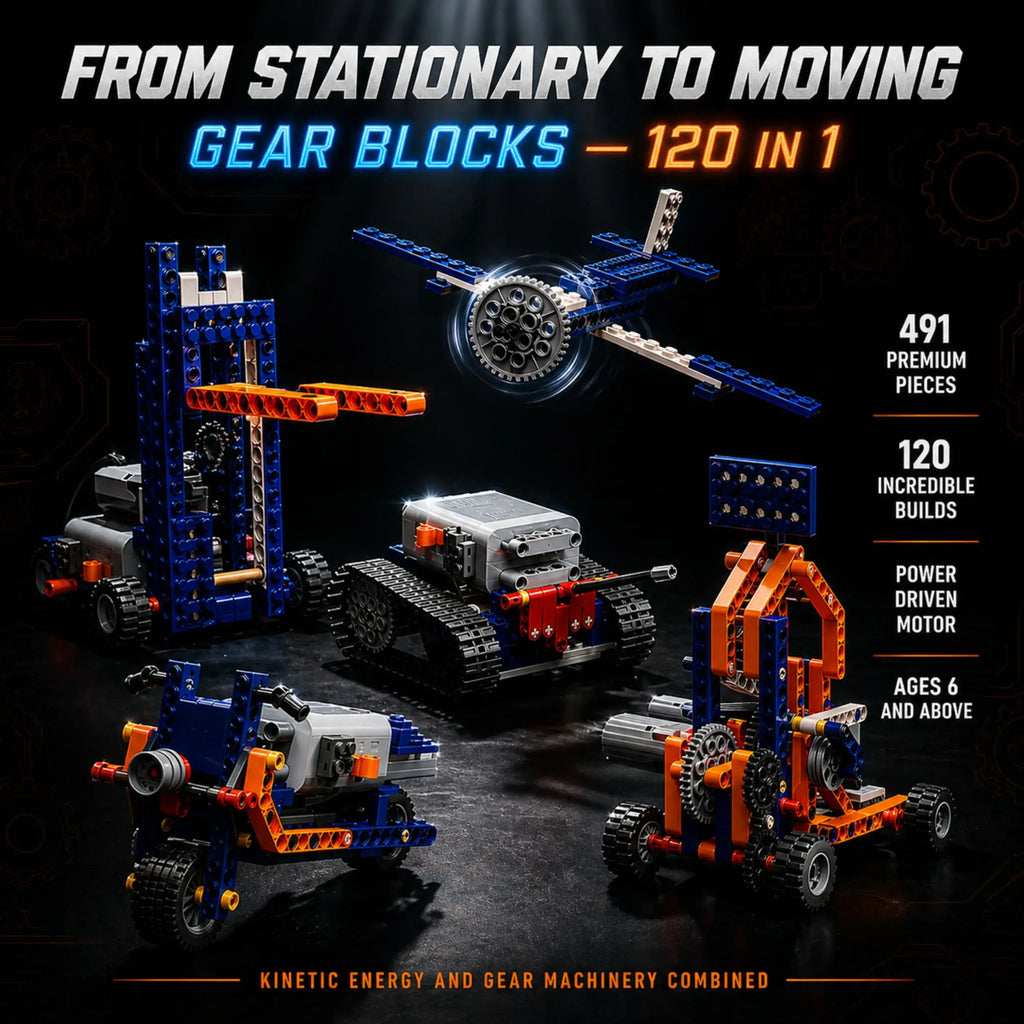 Gear Blocks Pro — 491-Piece 120-in-1 STEM Engineering Set
