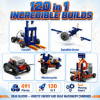 Gear Blocks Pro — 491-Piece 120-in-1 STEM Engineering Set