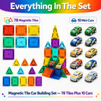 Magnetic Tile Car Building Set - 88 pieces