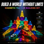 Magnetic Tile Car Building Set - 88 pieces