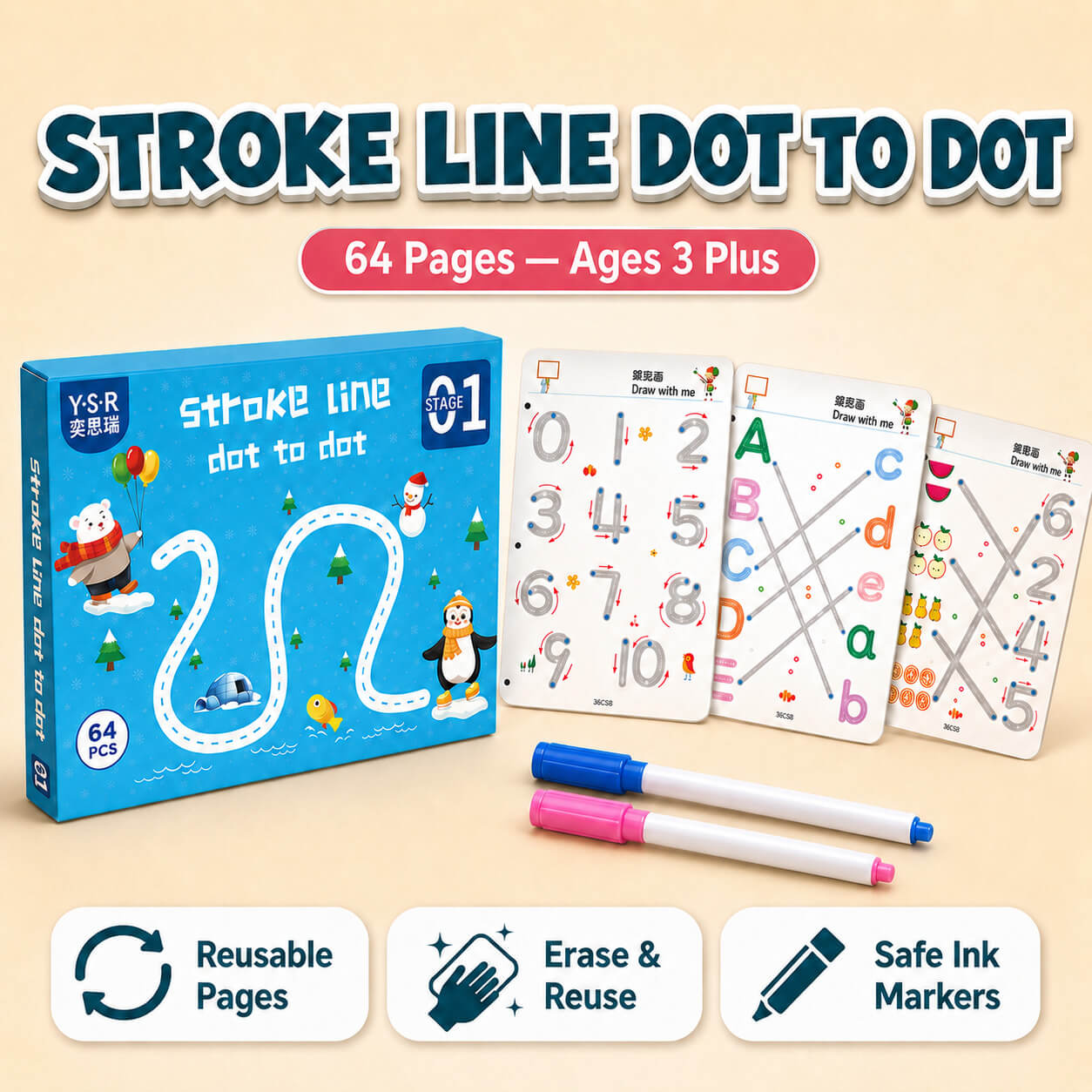 Trace And Erase - 64 Reusable Activities For Growing Minds