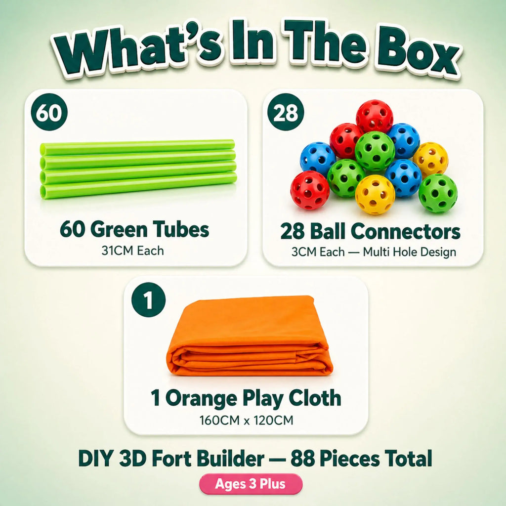 Fortify 3D Builder Kit – 88 Piece Glow Fort + Tent System