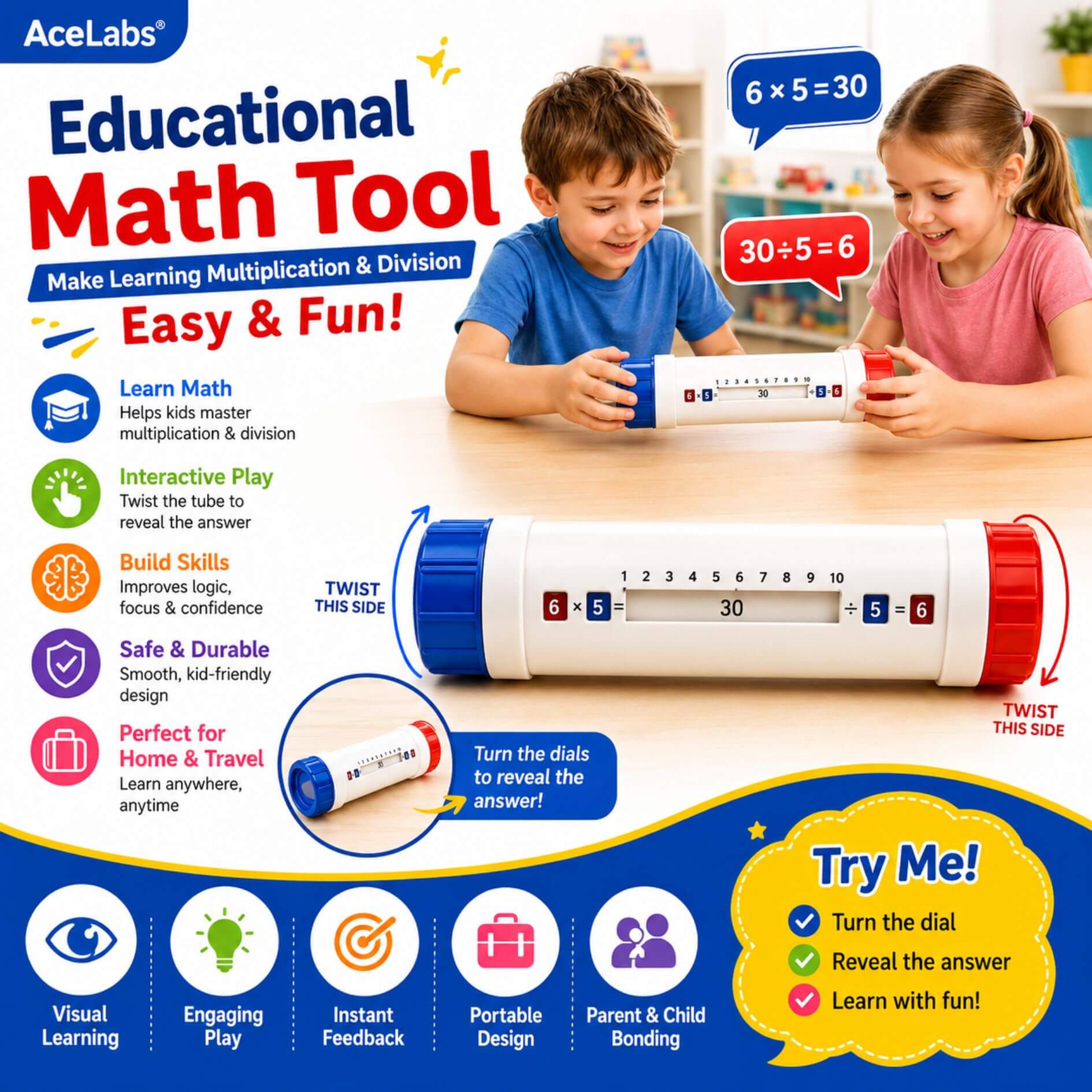 Math Twister – 2-in-1 Multiplication & Division Learning Tool