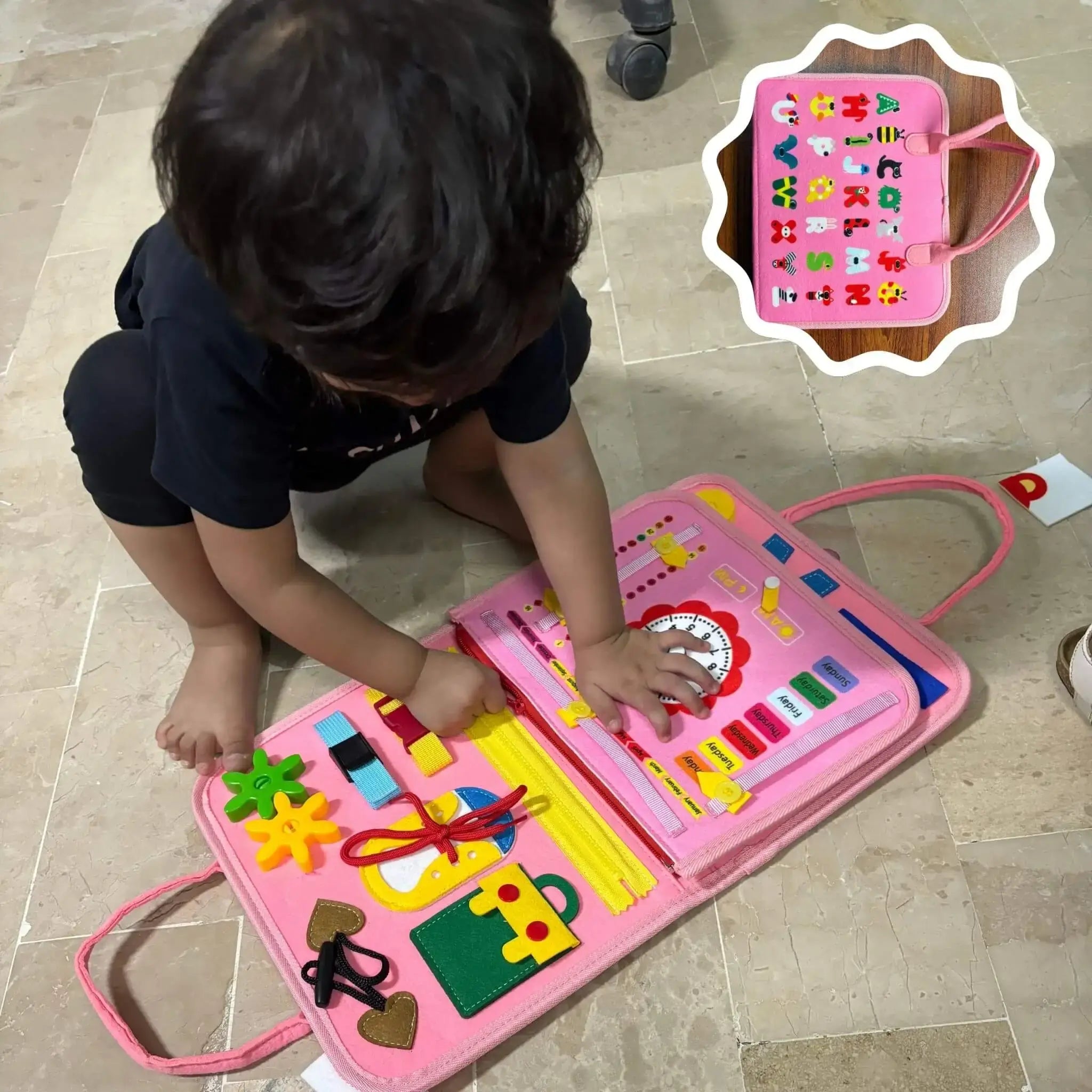 Montessori Toddler Activity Busy Book (Pink)